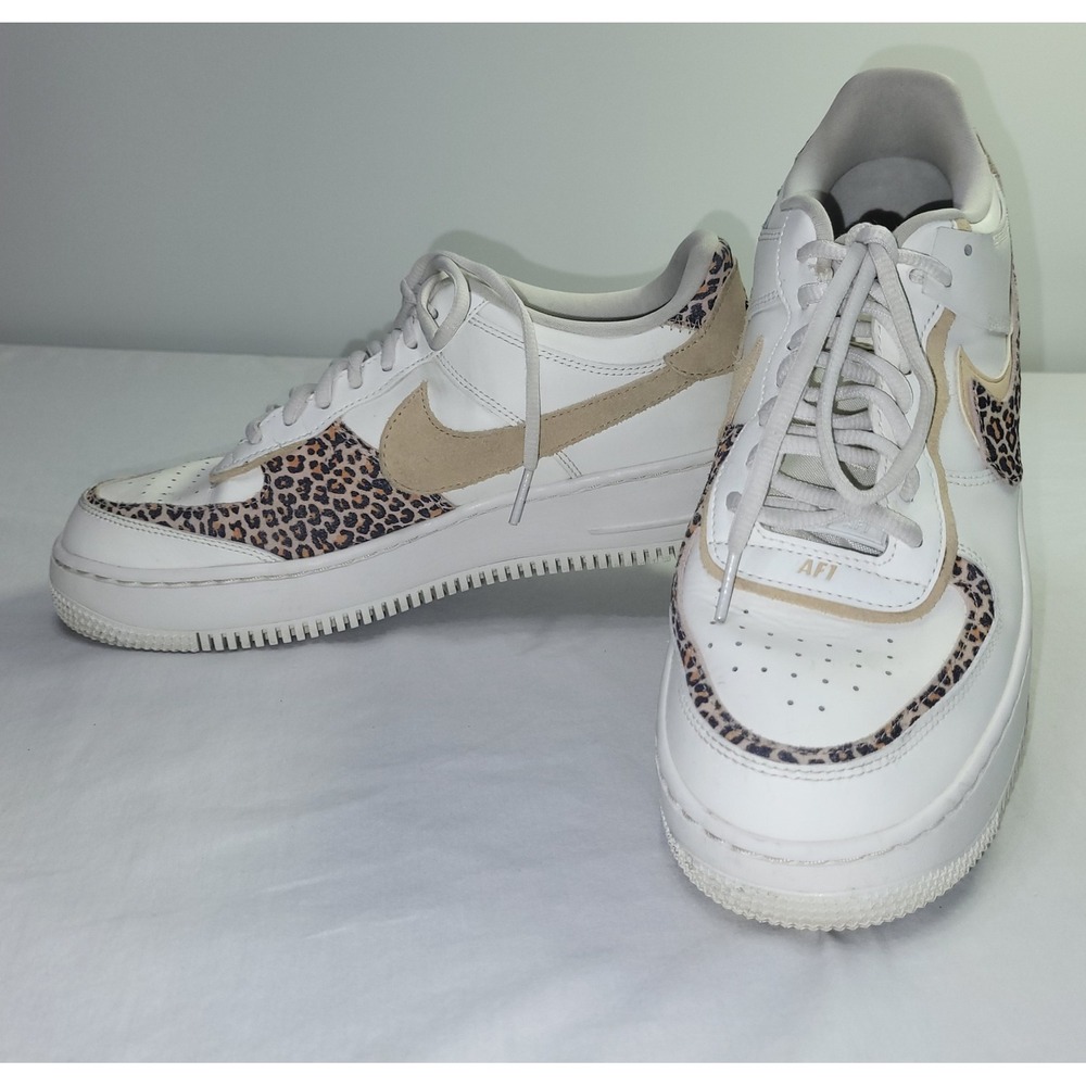 Nike Air Force 1 Shadow Leopard Print White Tan CI0919-120 Womens Sz 11
